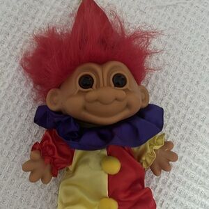 Rare Vintage Large 8" Russ Red Haired Troll Clown Doll With Hat